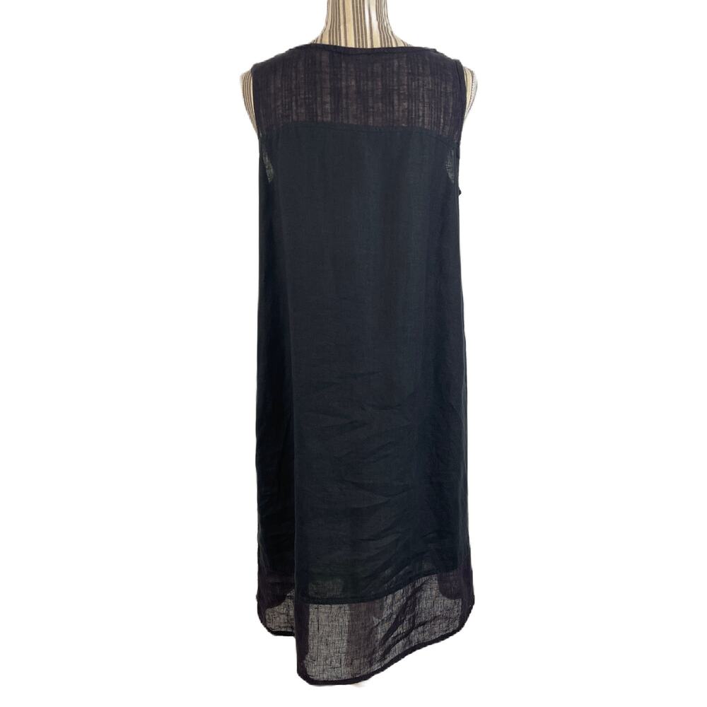 Flax Black Sleeveless Linen Pullover Shift Dress Size Small - Picture 3 of 12